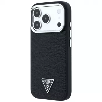 Guess Grained Triangle Logo MagSafe -kotelo iPhone 17 Pro Max / 18 Pro Max - musta