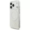 GUESS IML Flowers Allover Electroplated MagSafe -kotelo helmikorulla iPhone 18 Pro / 17 Pro - valkoinen