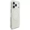 GUESS IML Flowers Allover Electroplated MagSafe -kotelo helmikorulla iPhone 18 Pro / 17 Pro - valkoinen