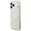 GUESS IML Flowers Allover Electroplated -kotelo helmirannekorulla MagSafe iPhone 18 Pro Max / 17 Pro Max valkoinen