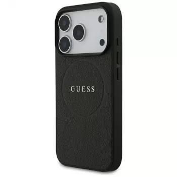 Guess Grained Gold Ring MagSafe -kotelo Apple iPhone 17 Pro / 18 Pro, musta