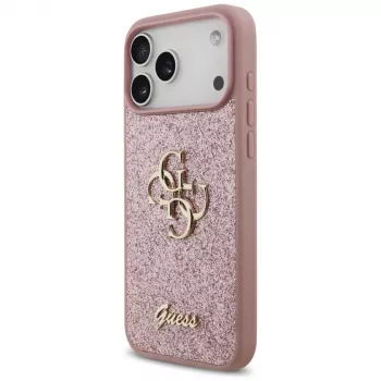 GUESS Fixed Glitter Big 4G -kotelo iPhone 18 Pro Max / 17 Pro Max - pinkki