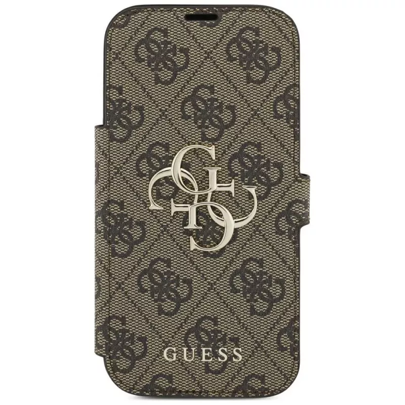 Guess Book 4G Metal Logo -kotelo Apple iPhone 18 Pro / 17 Pro – ruskea