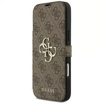 Guess Book 4G Metal Logo -folio-kotelo iPhone 18 Pro Max / 17 Pro Max - ruskea