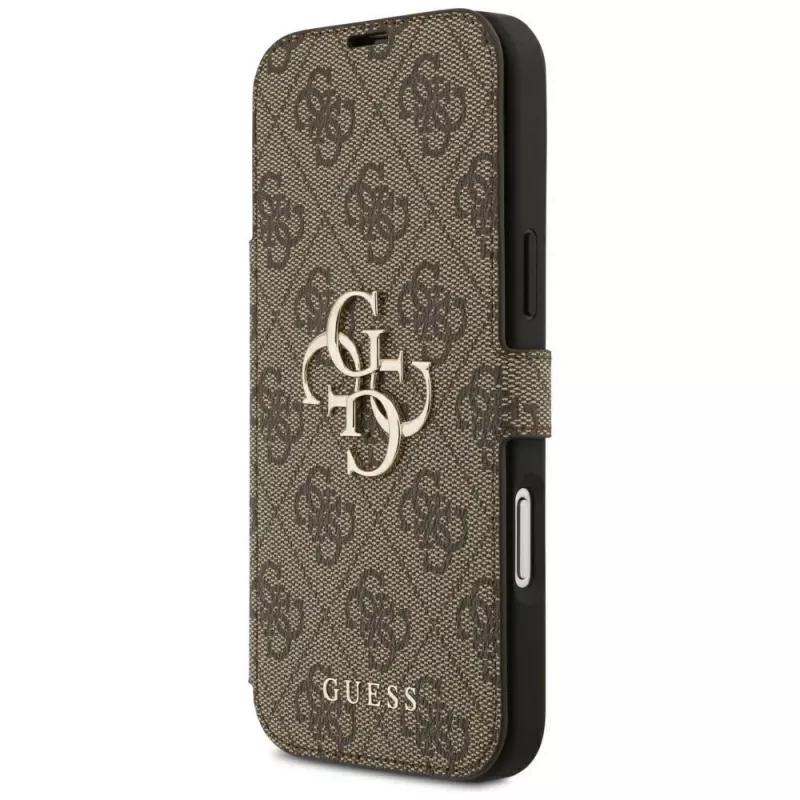 Guess Book 4G Metal Logo -folio-kotelo iPhone 18 Pro Max / 17 Pro Max - ruskea