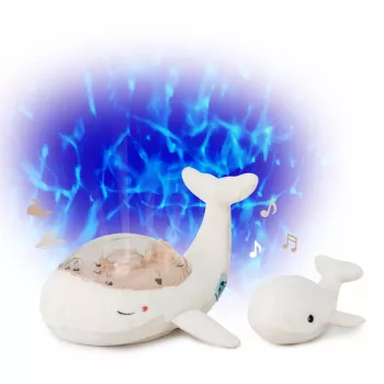 Cloud B Tranquil Whale uniapusetti projektorilla ja helistimellä - valkoinen