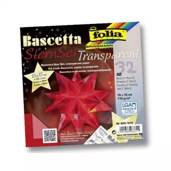 Folia Bascetta Star origami-paperisetti, 32 arkkia, 15 x 15 cm, eri värejä, 80 g/m², matta