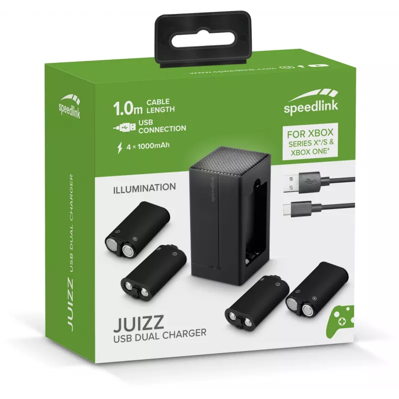 Speedlink Juizz kaksois-USB-laturi Xboxille (SL-260003-BK)