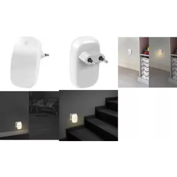 LogiLink LED-yövalo pistorasia hämärätunnistimella, soikea, lämmin valkoinen, 230V, 16A, valkoinen