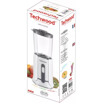 Techwood TBL-201 1,5L pöytämikseri, 300W, ruostumattomat terät, jäänmurskaus, valkoinen