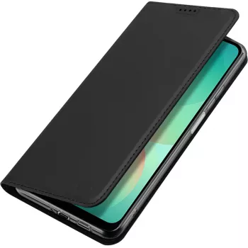 Nevox Vario Series kirjakotelo Samsung Galaxy A27 5G:lle – musta PU-nahkainen lompakkokotelo korttipaikoilla, setelitaskulla ja jalustatoiminnolla