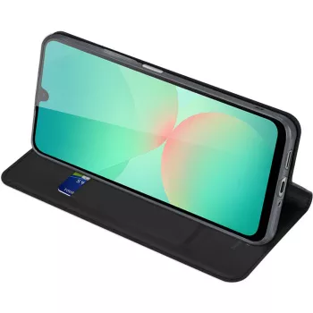 Nevox Vario Series kirjakotelo Samsung Galaxy A27 5G:lle – musta PU-nahkainen lompakkokotelo korttipaikoilla, setelitaskulla ja jalustatoiminnolla