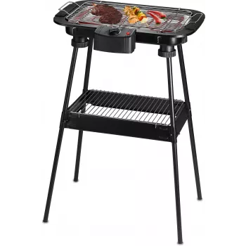 Techwood TBQ-836P sähkögrilli jalustalla, 2000W, 36,5 cm kromattu grilli, musta