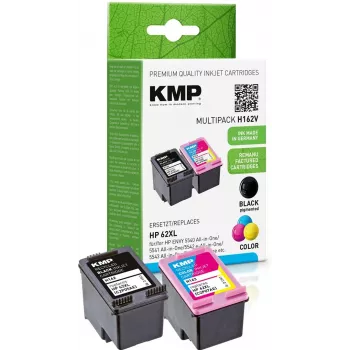 KMP 1741.400500 MultiPack musta ja kolmivärinen mustepatruuna yhteensopiva HP 62XL (C2P05AE/C2P07AE) kanssa - 2 kpl:n pakkaus