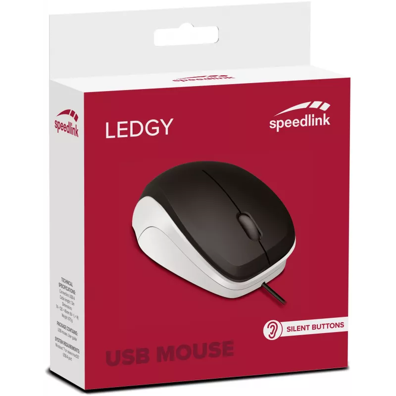 Speedlink Ledgy Silent hiiri, musta/valkoinen (SL-610015-BKWE)