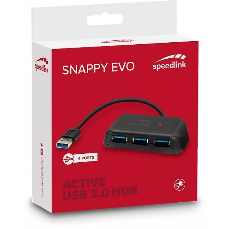 Speedlink Snappy Evo 4-porttinen USB 3.0 -keskitin (SL-140106-BK)