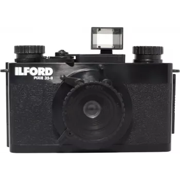 ILFORD PIXIE 35mm point & shoot -filmikamera – hopea/musta, sisäänrakennettu salama, automaattitarkennus