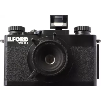 ILFORD PIXIE 35mm point & shoot -filmikamera – hopea/musta, sisäänrakennettu salama, automaattitarkennus