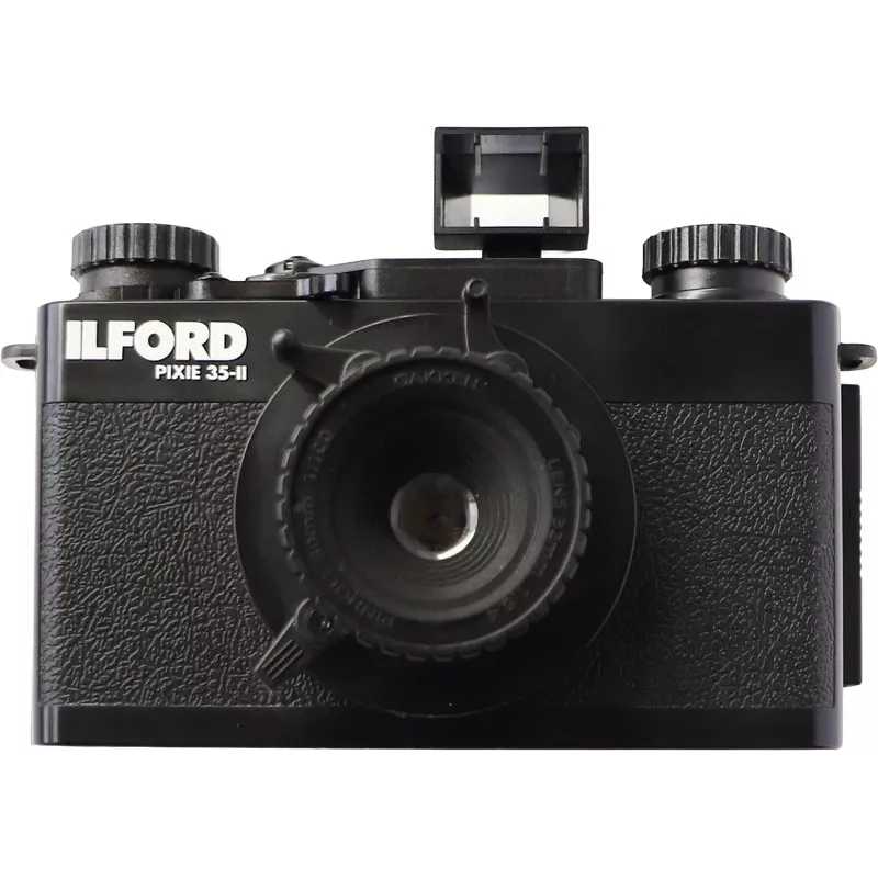 ILFORD PIXIE 35mm point & shoot -filmikamera – hopea/musta, sisäänrakennettu salama, automaattitarkennus