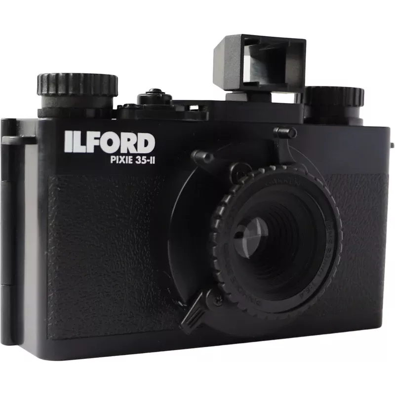 ILFORD PIXIE 35mm point & shoot -filmikamera – hopea/musta, sisäänrakennettu salama, automaattitarkennus