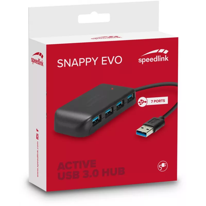 Speedlink Snappy Evo 7-porttinen USB 3.0 -keskitin (SL-140108-BK)