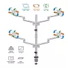 Logilink neljän näytön teline, 17-32 inch, alumiini, hopea