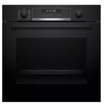 BOSCH Serie 6 kalusteisiin asennettava uuni AirFry-toiminnolla, 71L, pyrolyysipuhdistus, musta (HBG578EB3)