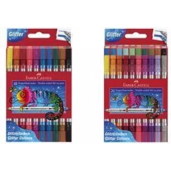 Faber-Castell kimalletussi kaksoiskärjellä, 20 kpl:n pakkaus leveällä ja ohuella kärjellä (3-5 mm / 1 mm), pestävä - 151108