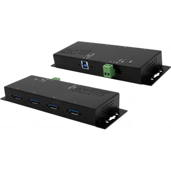 EXSYS EX-1184HMVS-2 4-porttinen USB 3.2 Gen 1 alumiinikeskitin virtalähteellä