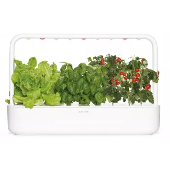 Click & Grow Smart Garden 9 sisäyrtti- & vihannespuutarha LED-kasvuvaloilla, itsestään kastelu, 9 kasvipatruunaa, valkoinen
