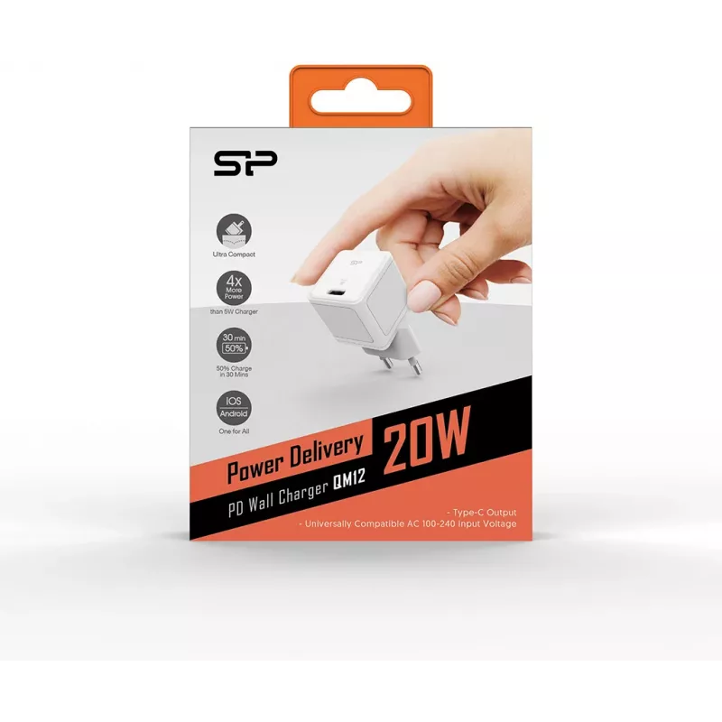 Silicon Power Boost Charger QM12 20W USB-C PD -laturi, valkoinen (SP20WASYQM121PCW)