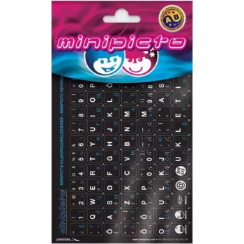 Kolm Lõvi Minipicto viro/venäjä, musta/valkoinen/sininen näppäimistötarrat (KB-UNI-EE02-BLK-BLUE)