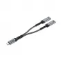 Unitek USB-C ääni- ja lataussovitin 60W Power Delivery, 15 cm, Space Grey
