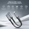 Unitek USB-C ääni- ja lataussovitin 60W Power Delivery, 15 cm, Space Grey