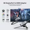 UNITEK DisplayPort - HDMI 2.1 -sovitin 8K@60Hz HDR 48Gbps 15cm