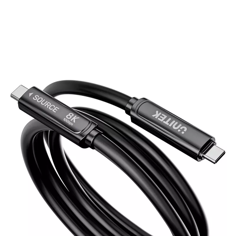 Unitek USB-C aktiivinen optinen kaapeli 10Gbps PD60W 8K@30Hz 12m musta