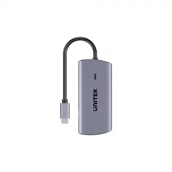 UNITEK USB-C 6-in-1 moniporttikeskitin | 3x USB-A 5Gbps | PD 100W | HDMI 4K@30Hz | RJ45 gigabit ethernet | Space Grey