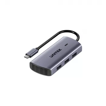 UNITEK USB-C 6-in-1 moniporttikeskitin | 3x USB-A 5Gbps | PD 100W | HDMI 4K@30Hz | RJ45 gigabit ethernet | Space Grey