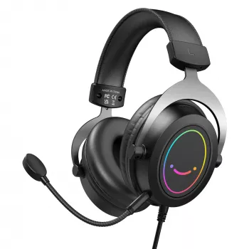 FIFINE H3 AmpliGame RGB johdollinen over-ear-pelikuulokemikrofoni irrotettavalla mikrofonilla, 50 mm:n elementit, USB-A, musta