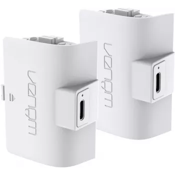 Venom akun tuplapakkaus valkoinen PS5 – DualSense-ohjaimen akku (2x 800mAh Li-Ion, Play & Charge, ylilataussuoja)