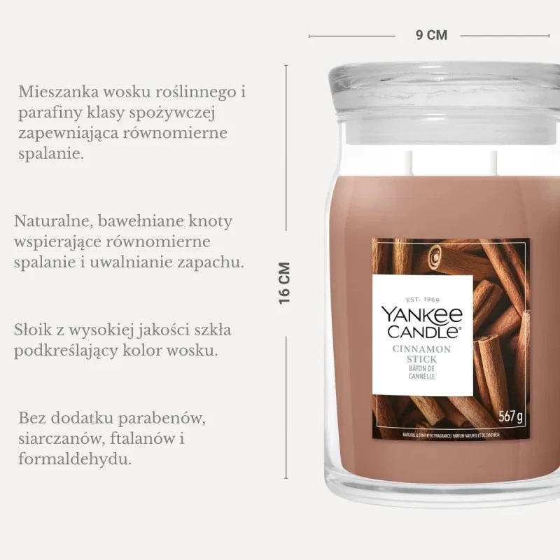Yankee Candle Signature Cinnamon Stick suuri tuoksukynttilä lasipurkissa 567g