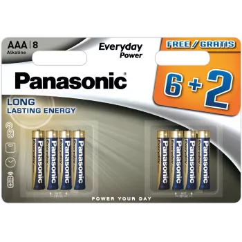 Panasonic Everyday Power AAA alkaliparistot LR03 8 kpl:n pakkaus (6+2 ILMAISEKSI)