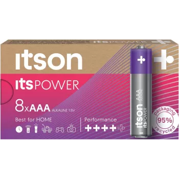 ITSON LR03IPO/8CB alkaliparistot AAA, 8 kpl:n pakkaus, 1,5V, pitkä kestävyys