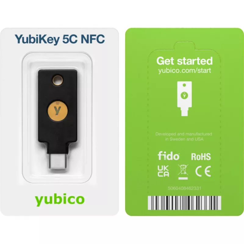 YubiKey 5C NFC suojausavain (musta/kulta, 2 kpl:n pakkaus)