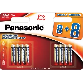 Panasonic Batteries LR03PPG/16BW 8+8 AAA alkaliparistot, 16 kpl:n pakkaus