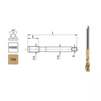Konekierretappi M10x1 DIN 371 C R40 6H HSSE TiN 800X