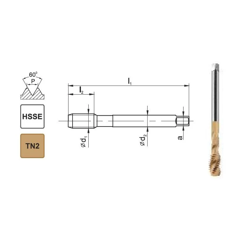 Konekierretappi M10x1 DIN 371 C R40 6H HSSE TiN 800X