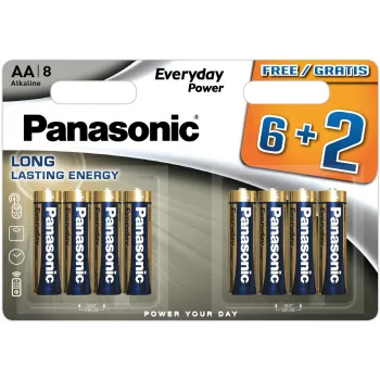 Panasonic Everyday Power alkalinen AA-paristot LR6 8 kpl blisteri (6+2 bonus)