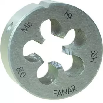 FANAR DIE M20x1 HSS800F pyöreä kierteitysleuka, metrinen M20 x 1,0 mm, pikateräs, oikeakätinen, 6g