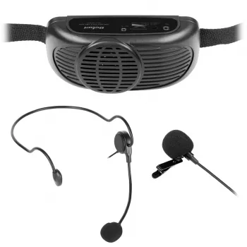 REBEL kannettava karaoke-mikrofonijärjestelmä Bluetooth 5.0, 5W kaiutin, äänenmuunnin & LED-valotehosteet | LEC-MIK0041